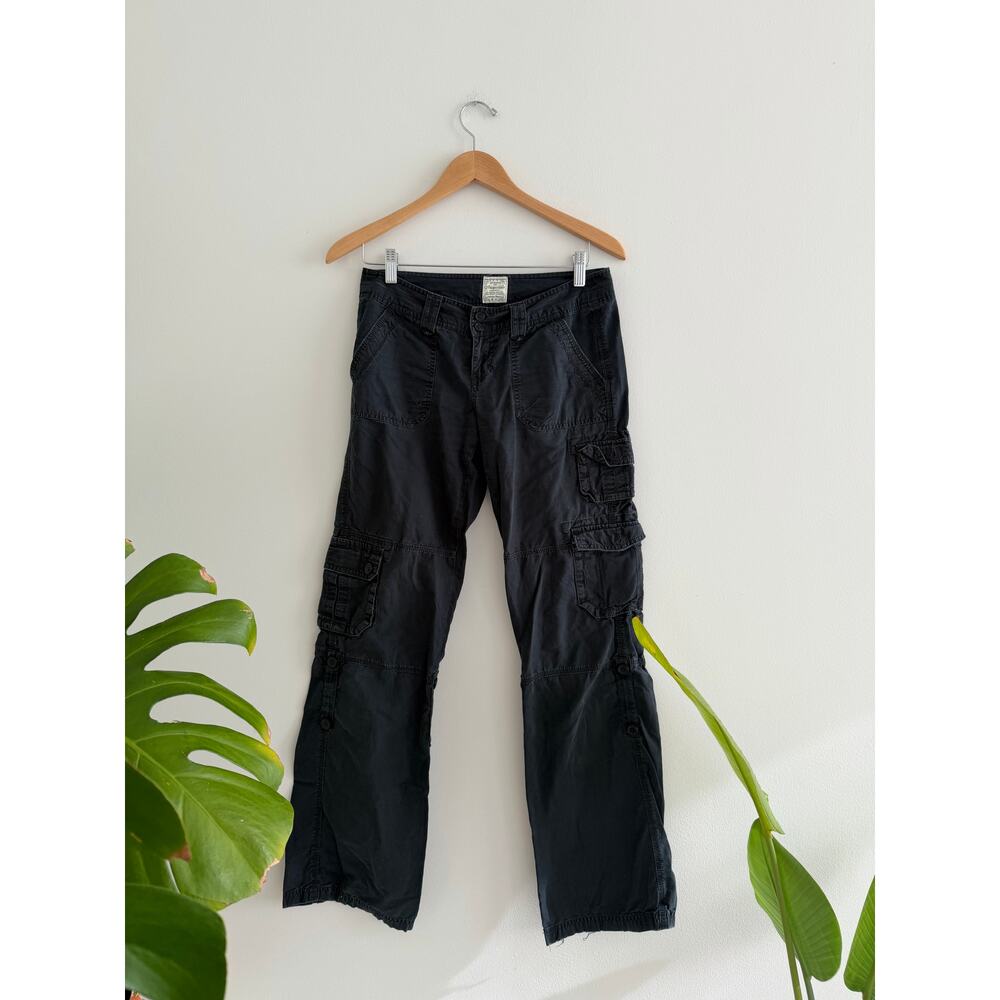 y2k aeropostale low rise wide leg black cargo pants | sz 3/4 L